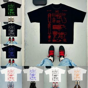 Designer mens t-shirt y2k skjorta vintage punk goth harajuku grafisk kort ärm sommar överdimensionerad tryckt gatekläder tee toppar