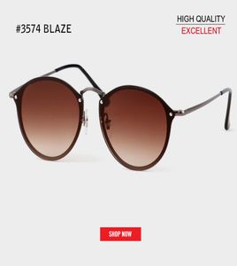 2019 Fashion Trend Blaze Round Style Solglasögon Vintage RD3574 Märkesdesign Flash Color Mirror UV400 Sun Glasses Women Oculos de S4972515