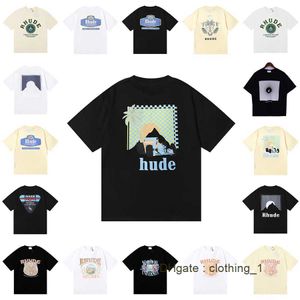 23SS Rhude Mens T Shirt Wysokiej jakości Designer Tess Casual Fashion Krótkie rękawie Europa Ameryka Mężczyźni Kobiety okrągły szyja Tshirty USA S-XL 84H5