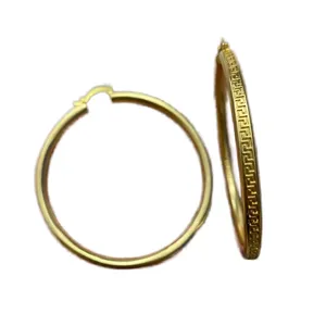 Luxury earring woman designer brass double circle hoop jewelry earings diamond greece meander pattern trendy ohrringe fashion zl195 H4