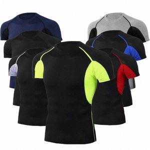 quick Dry Running Shirt Men Fitn Sport T-shirt Bodybuilding sportswear Clothing Workout Short Sleeve Tights T shirt For Men H3m9#