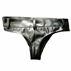 fi Men PU Faux Leather Briefs U Cvex Bag Sexy T crotch Casual Shorts Leather Body Shaper Hot Trousers Sexy Tight Breeches r3ZV#