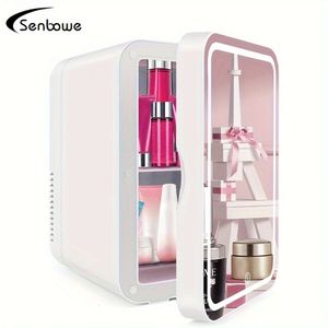 Senbowe US ​​Plug 2.11Gal Carhome Hushållsmakeup och hudvård bärbar bil Mini 3-växlad ringfyllning Ljus Högdefinition Mirror Touch Screen Thermostatatic