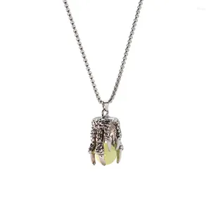 Hänge halsband unikt halsband drake claw luminous pärla halschain naturliga stenar charm benben kedja tillbehör