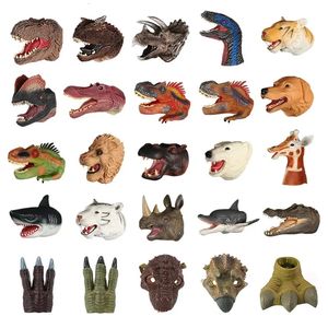 Mjuk vinylgummi Animal Head Hand Puppet Figure Toys Gloves Model Gift Dinosaur Hand Puppet Toys For Halloween Toys 240314