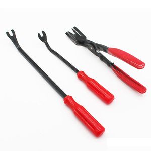 Interior Car Paint Maintenance Rivets Clips Pliers Door Trim 3 Pcs Pry Bar Tool Kit Red Black For Removing Panel Roof Lining Upholster Oti6T