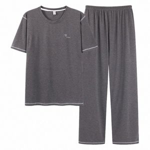 Nuovo pigiama da uomo modale di grandi dimensioni pantaloni a maniche corte pigiama set confortevole morbido abbigliamento da casa uomo uomo pigiameria vestito pigiama w1PY #