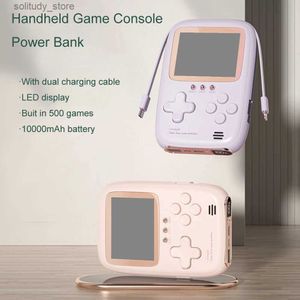 Portabla spelspelare handhållna spelkonsol 2-i-1 Power Bank 10000mAh med dubbla linje laddningsskatt nostalgiska retro barnspel Q240326