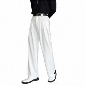2022 autunno stile coreano persality disegno tascabile pantaloni da uomo casual allentato nero pantaloni da abito bianco per gli uomini pantaloni, taglia M-XL l09F #