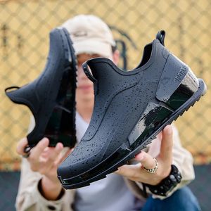 Rutschfeste Herren-Wanderschuhe für den Außenbereich, Shaxi Angeln, Regenstiefel, schwarze Arbeitsschuhe, langlebige, wasserdichte Angelschuhe aus Gummi 240309