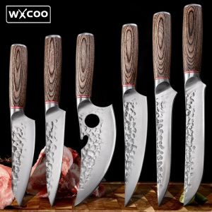 Knivar Kök Boning Slaughter Meat Cutting Knife Rostfritt stål Butcher Skivning Kock Kniv Vegetabilisk frukt Forged Hammer BBQ Tool