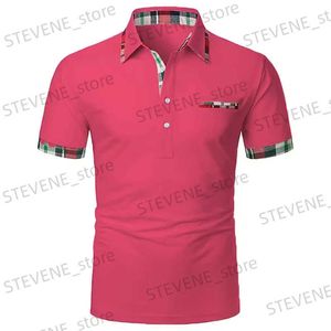 T-shirty męskie 2023 Summer męskie na zewnątrz zabytkowe krótkie lapy koszulka lapowa swobodny przycisk swobodny biznes męski koszulka polo s-3xl t240325
