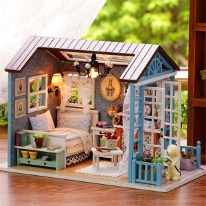 Lådor söta rum DIY House American Retro Cottage With Music Box Handmake Model Children Toy Birthday Present Valentine's Day Gift