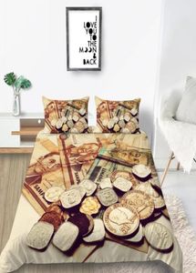 Geld-Dollar-Münzen-Druck-Bettwäsche-Set, luxuriös, für Erwachsene und Kinder, hochwertiger 3D-Bettbezug, King-Size-Bett, Twin-Size-Bett, einzigartiges Design, weiches Bettc1467409