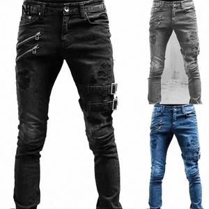 plus Size Straight Jeans Man Pants Spring Summer Boyfriend Jeans Streetwear Skinny Zips 3 Colors Cacual Lg Denim Trousers o37s#