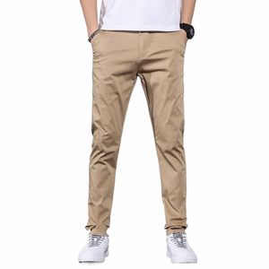 slim Fit Trousers For Men Busin Pencil Pants Cott Stretched Male Work Casual Teenagers Office Plus Size 42 46 Khaki Clothes Q8G2#