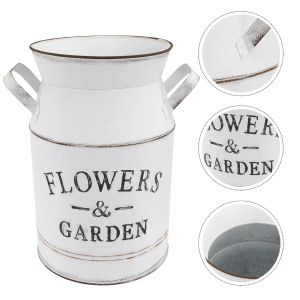 Vasos vaso flor jarro balde de metal galvanizado fazenda rústico francês pode arranjo vintage vasos gasto retro branco decoração chique