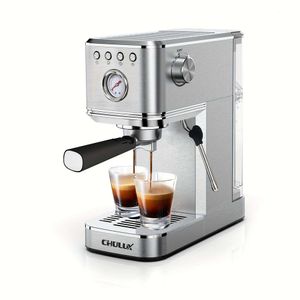 1 Stück, CHULUX 20 Bar Compact Professional Espresso-Kaffeemaschine mit Milchaufschäumer, Dampfstab für Espresso, Latte und Cappuccino, Edelstahl, 40 Oz abnehmbar