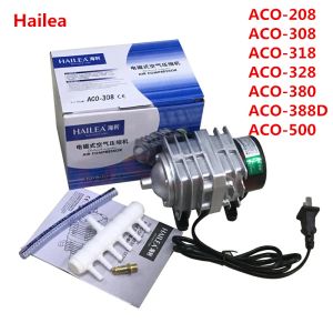 Acessórios 220v hailea aco208 308 318 compressor de ar eletromagnético portátil koi tanque de peixes bolha aquário bomba de ar lagoa aerador