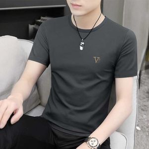 Modal Mens Ice Silk Short Sleeved T-shirt Summer New Round Neck Cotton Pure Feel Quick Drying Fashion Brand Clothing