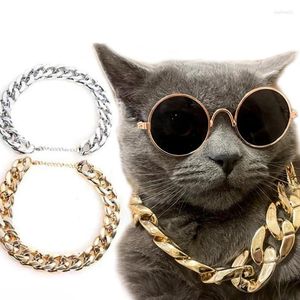 Collari per cani che vendono accessori per collana per animali domestici oro e argento simulati con gatto grande catena