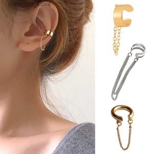 Ear Cuff Ear Cuff LATS Simple Fashion Punk Chain Ear Cuff for Women Clip on Earthings Gold Earrings Cuff cuffs without perforations Earrings Fashion Jewelry Gifts Y24