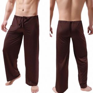 Pantaloni da pigiama in seta di ghiaccio da uomo Pantaloni da notte trasparenti morbidi Pantaloni da notte maschili trasparenti da notte Pantaloni da notte per la casa Pantaloni Pj s04X #