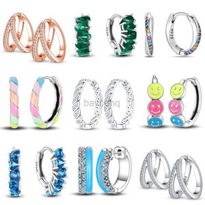 Hoop Huggie 925 Sterling Silver Geométrica Minimalista Série Jóias Moda Zircon Rodada Hoops Brincos Mulheres Jóias Presente Acessórios 240326