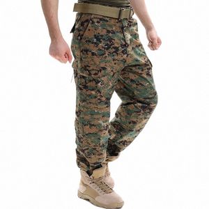 Mäns vårkamoue Taktiska byxor Multi-Pockets Militär Digital Camo Swat Cargo Pants Male Autumn Army LG Byxor U9OY#