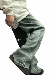 2024 jeans vintage a gamba larga con taglio bootcut americano, unisex cleanfit streetwear hiphop pantal homme jean denim z339 #