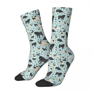 Calzini da uomo Uomo Uomo Crazy Pugs In Calzino blu Poliestere Grafica da donna Primavera Estate Autunno Inverno