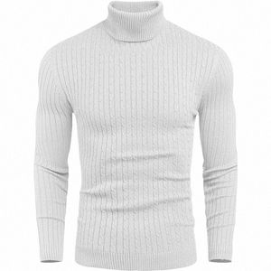 15 Colors!2023 Autumn and Winter Men's New Warm High Neck Solid Elastic Knit Bottom Pullover Sweater Men Harajuku Sweaters f94Z#
