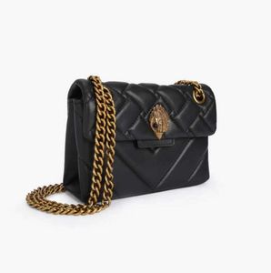 Kurt Geiger London Kensington Mini Black Gold/Silver Chains Väskor för kvinnor Luxury Real Leather Cross Body Handbag Minority Simplicity