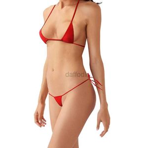 Kvinnors badkläder Underkläder Badkläder Kvinnor Bikini Set Swimming Pool Beach Underwear Solid Color Backless Tight G-String 24326