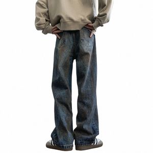 hiphop distraherade jeans byxor män vintage denim byxor manliga överdimensionerade japanska streetwear fi casual baggy raka jeans s0l5#