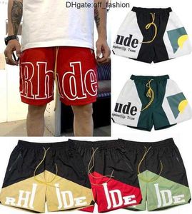 Shorts de grife rhude de verão calça de praia de alta qualidade desgaste de rua de alta qualidade preto preto roxo masculino curto s-xl