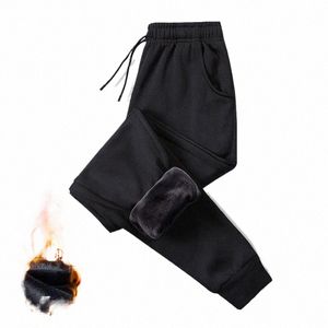 inverno uomo pelliccia foderato jogging addensare pantaloni sportivi pantaloni con coulisse uomo in pile pantaloni da corsa caldo Veet pantaloni alla caviglia H4N7 #