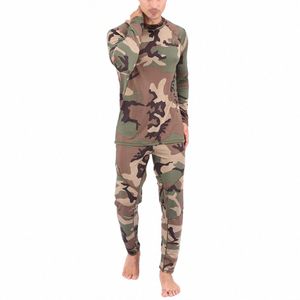 pigiama Set Uomo Camoue Stampa Lg Manica Top Pantaloni Outfit Intimo Termico Invernale Set 54zS #