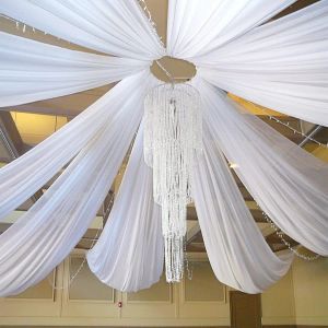 Decoração vestido de casamento branco cortinas de teto dossel decoração tecido drapeado cortina chiffon para festa cerimônia palco decoração do hotel