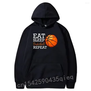 Męskie bluzy z kapturem powieść Eat Sleep Basketball Powtarzający się gracz sportowy spersonalizowany bluza z kapturem Mężczyźni Bluzy Normalne