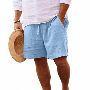 oversize Cott Linen Shorts S-5XL Loose Pants Men's Casual Solid Color Shorts Pantales Cortos Gym Fitn Sports Bermuda New B1dX#