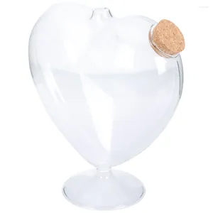 Storage Bottles Heart Shaped Candy Canister Jar Household Dried Food Container Small Jewelry Box Clear