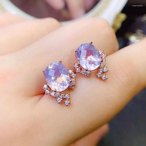 Orecchini a lobo ovali 8x10mm lavanda ametista argento 925 quarzo naturale per donne regalo di fidanzamento matrimonio