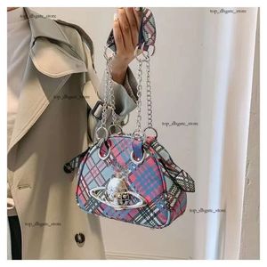 Viviane Westwood Bag Designer High Grade Handbag Empress Dowager Xi Spicy Girls' Bag Saturn Plaid Cross Body Saddle 781