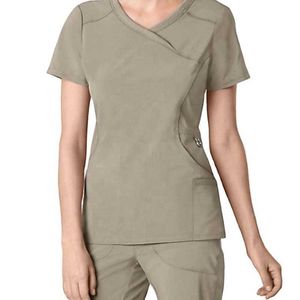 Plus Size Uniform Scrubs Worsted V-neck for Doctors Hospital Nurse Uniform Woman Short Sleeve Medical Clothing High Quality