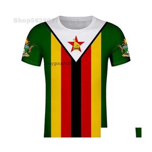 Mens T-shirts zimbabwe t shirt diy anpassat namn nummer zwe tshirt nation flagga zw country college yezimbabwe zimbabwean po text tyg dhvw6