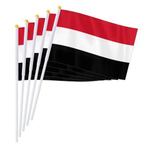 アクセサリーPterosaur 14*21cmイエメンハンドフラグ、イエメンイエメン国旗の世界諸国装飾ギフト小さな手持ち旗、50/100pcs
