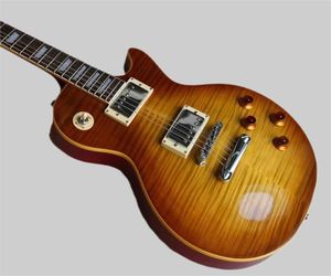 Özel sunburst alev akçaağaç üstü elektro gitar tuilp tuner krom donanım