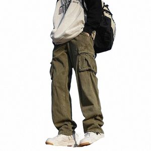 PFNW Herr Tide Safari Style Cargo Pants Pockets Cott Spring Autumn Overalls Fi Straight Vintage Outdoor Trousers 12Z8904 N4YM#