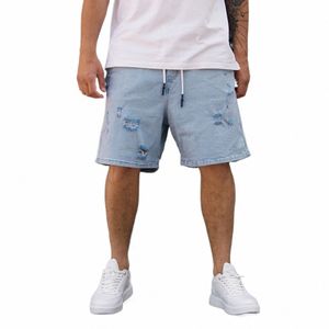 mens Casual Shorts Spring Pocket Sports Summer Bodybuilding Denim Short Pants Jeans Casual Tie v6zq#